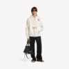Oversized-Hoodie mit Reißverschluss für Herren in Creme