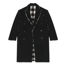 Oversized-Mantel mit Buffalo-Karomuster und unversäuberten Kanten „Black White“ 704487TMU181070