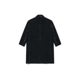 Oversized-Mantel mit Buffalo-Karomuster und unversäuberten Kanten „Black White“ 704487TMU181070