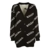 Oversized-Strickjacke mit Logo „Schwarz“ 555275T14711070