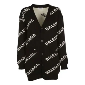 Oversized-Strickjacke mit Logo „Schwarz“ 555275T14711070