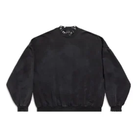 Oversized-Sweatshirt mit Rundausschnitt und Perforation „Black Faded“ 762718TPVD91055 Oversized-Sweatshirt mit Rundausschnitt und Perforation „Black Faded“ 762718TPVD91055