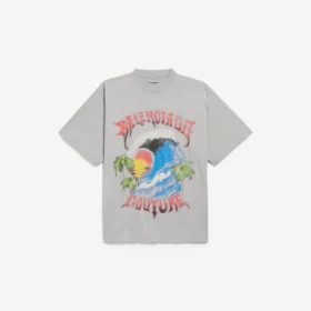 Oversized-T-Shirt im Vintage-Surfer-Stil für Herren in Balenciaga-Grau