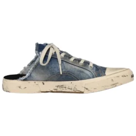 Paris Distressed Denim Pantoletten „Blue“ 693952W3RCL4090