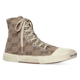 Paris High-Top-Sneaker „Tan BB Monogram Cotton and White Rubber“ 688756W3RQ12298