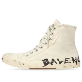 Paris High-Top-Sneaker „Weiß, zerrissene Baumwolle und weißer Gummi mit Graffiti“ 688752W3RR49010