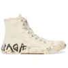 Paris High-Top-Sneaker „Weiß, zerrissene Baumwolle und weißer Gummi mit Graffiti“ 688752W3RR49010