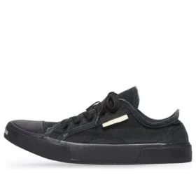 Paris Low-Top-Sneaker „Black Destroyed Cotton and Black Rubber“ 688754W3RP21010
