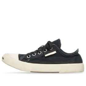 Paris Low-Top-Sneaker „Schwarze, zerrissene Baumwolle und weißer Gummi“ 688754W3RC21090