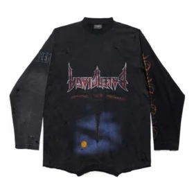 Paris Moon Upside Down Langarm-T-Shirt Oversized „Black Faded“ 698155TOVT31055