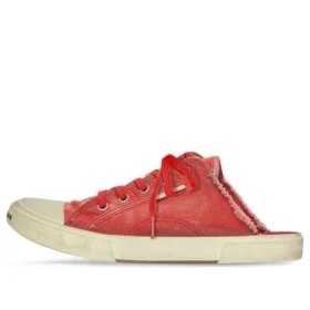 Paris Pantoletten „Red Destroyed Cotton and White Rubber“ 693952W3RC36090