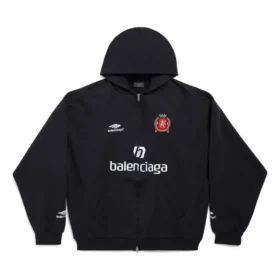 Paris Soccer Hoodie mit Reißverschluss, Medium Fit „Schwarz Weiß“ 744457TPVS61070