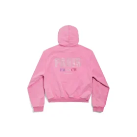 Paris Strass Full-Zip-Hoodie, schmale Passform „Faded Pink“ 811611TRVL49568