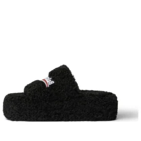 Plateausandalen mit Fellbesatz „Black“ 762826W2DO11096