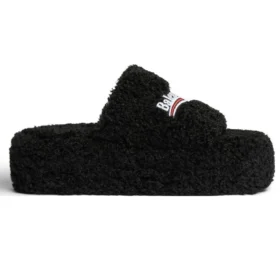 Plateausandalen mit Fellbesatz „Black“ 762826W2DO11096