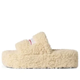Platform-Pantoletten mit Fellbesatz „Beige“ 762826W2DO19796