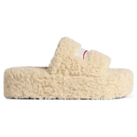 Platform-Pantoletten mit Fellbesatz „Beige“ 762826W2DO19796