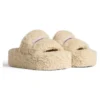 Platform-Pantoletten mit Fellbesatz „Beige“ 762826W2DO19796