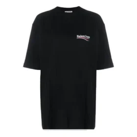 Political Campaign T-Shirt, große Größe, kurzärmelig, schwarz 620941TIV521070