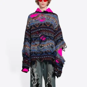 Pullover aus Wollmischung im Destroyed-Fair-Isle-Look „Blue“ 662518T16028088