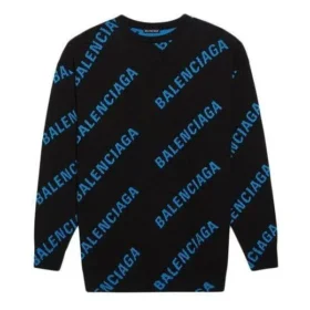 Pullover mit Rundhalsausschnitt und Allover-Logo „Black Blue“ 625970T31781165 Pullover mit Rundhalsausschnitt und Allover-Logo „Black Blue“ 625970T31781165