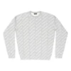 Pullover mit Rundhalsausschnitt und durchgehendem Logo „Hellgrau-Weiß“ 702952T32331461
