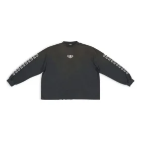 Pullover mit Rundhalsausschnitt und gesticktem BB-Logo auf dem Ärmel „Washed Black White“ 699191TMVG79034 Pullover mit Rundhalsausschnitt und gesticktem BB-Logo auf dem Ärmel „Washed Black White“ 699191TMVG79034
