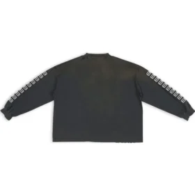Pullover mit Rundhalsausschnitt und gesticktem BB-Logo auf dem Ärmel „Washed Black White“ 699191TMVG79034 Pullover mit Rundhalsausschnitt und gesticktem BB-Logo auf dem Ärmel „Washed Black White“ 699191TMVG79034