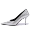 Pumps mit geprägtem, quadratischem Schaft „Silver“ 572879WBB208100