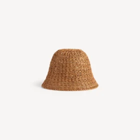 Raffia-Bucket-Hat für Damen in Beige