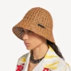 Raffia-Bucket-Hat für Damen in Beige