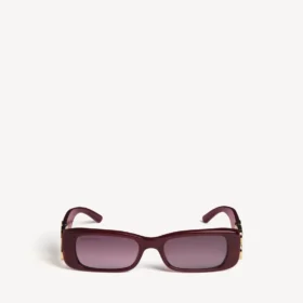 Rechteckige Damen-Sonnenbrille „Dynasty“ in dunklem Burgunderrot