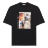 Rundhals-T-Shirt mit Aufdruck, schwarz 641532TJVG81000