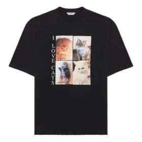 Rundhals-T-Shirt mit Aufdruck, schwarz 641532TJVG81000