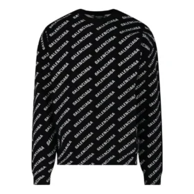 Rundhalspullover mit durchgehendem Logo „Schwarz Weiß“ 702952T32331070