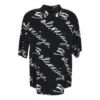 Scribble-Logo-Kurzarm-Shirt im Minimal-Stil „Schwarz Weiß“ 681813TML131070
