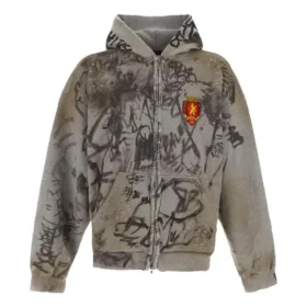 Scribbled Hoodie in mittlerer Passform „Grey“ 744457TOVA81300