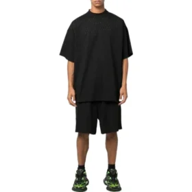 Shorts mit perforiertem, elastischem Bund „Schwarz“ 674591TMVD41000