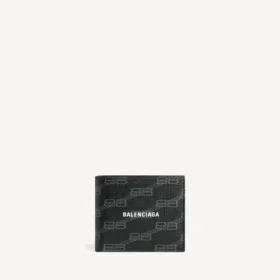Signature-Brieftasche für Herren, quadratisch gefaltet, aus BB Monogram-beschichtetem Canvas in Schwarz/Grau