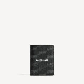Signature-Brieftasche für Herren, vertikal gefaltet, aus BB Monogram-beschichtetem Canvas in Schwarz/Grau