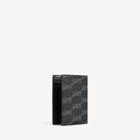 Signature-Brieftasche für Herren, vertikal gefaltet, aus BB Monogram-beschichtetem Canvas in Schwarz/Grau