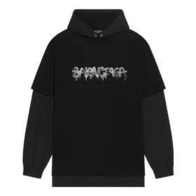 Slime Langarm-Kapuzen-T-Shirt „Schwarz“ 681029TLVF11069