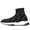 Speed 1.0 Sneaker „Weißes Logo, Monogramm, schwarzer Strick“ 597425W2DBF1015