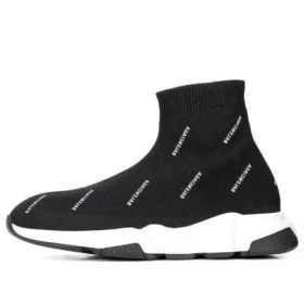 Speed 1.0 Sneaker „Weißes Logo, Monogramm, schwarzer Strick“ 597425W2DBF1015