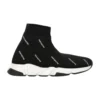 Speed 1.0 Sneaker „Weißes Logo, Monogramm, schwarzer Strick“ 597425W2DBF1015