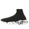 Speed 2.0 Graffiti Sneaker „Schwarzer recycelter Strick und weiße Sohle“ 617196W2DD41091