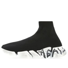 Speed 2.0 Graffiti Sneaker „Schwarzer recycelter Strick und weiße Sohle“ 617196W2DD41091