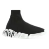 Speed 2.0 Graffiti Sneaker „Schwarzer recycelter Strick und weiße Sohle“ 617196W2DD41091