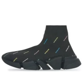 Speed 2.0 Sneaker „Recycled Knit Black mit mehrfarbigem Allover-Logo“ 617239W2DF01088