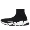 Speed 2.0 Sneaker „Schwarzer, glänzender Strick mit weißer Sohle“ 636833W2DC11091